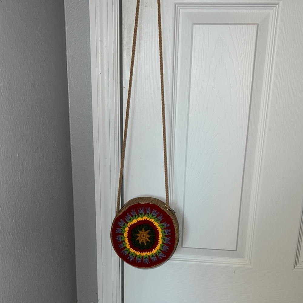 Colorful Crochet Round Crossbody Bag